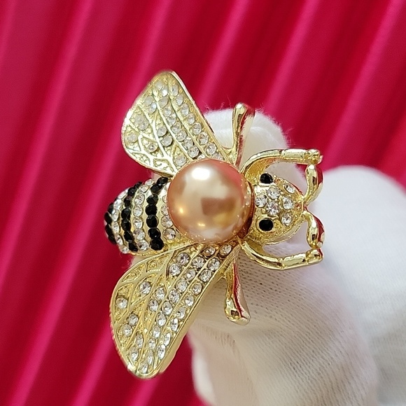 Bee pin bee brooch purse brooch gold pearl brooch pin - Picture 14 of 15